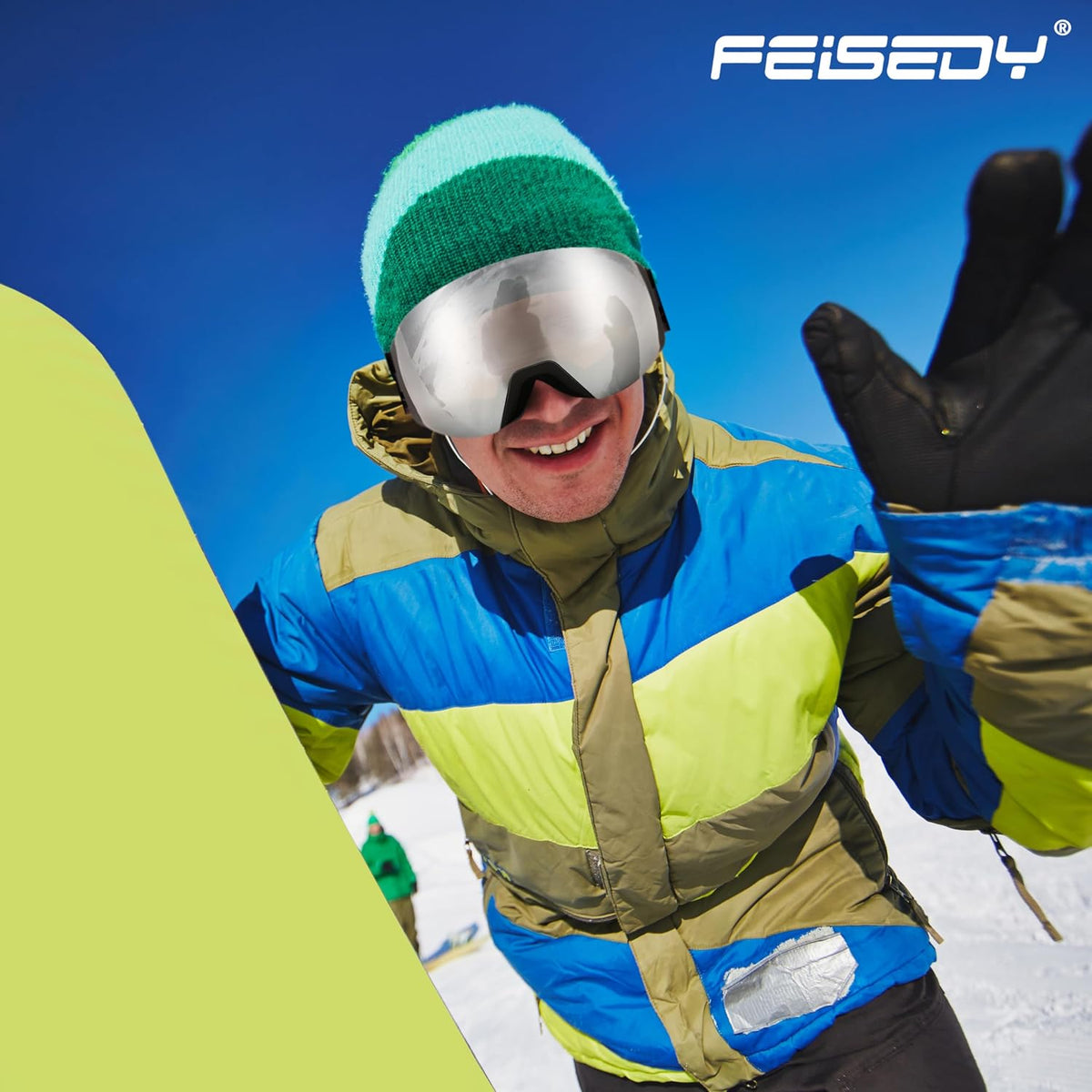 商品图片 16 | B0CD3JFB1C | FEISEDY Magnetic Ski Goggles for Men Women Youth Frameless Snow Goggles 100% UV Protection Snowboard Goggles B0020