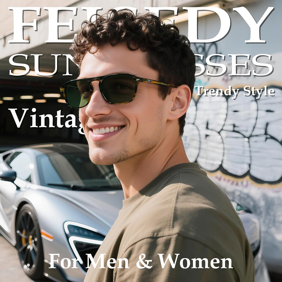 ÉÌƷͼƬ 27 | B0F4D461TF | FEISEDY Polarized Aviator Mens Sunglasses Square Modern Women Vintage Style Acetate Frame UV400 B0191
