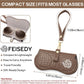 商品图片 6 | B0H4QTYMQP | FEISEDY Soft Crocodile Textured Leather Sunglass Bag, Portable Glasses Pouch With Button Clip Wrist Strap B0366