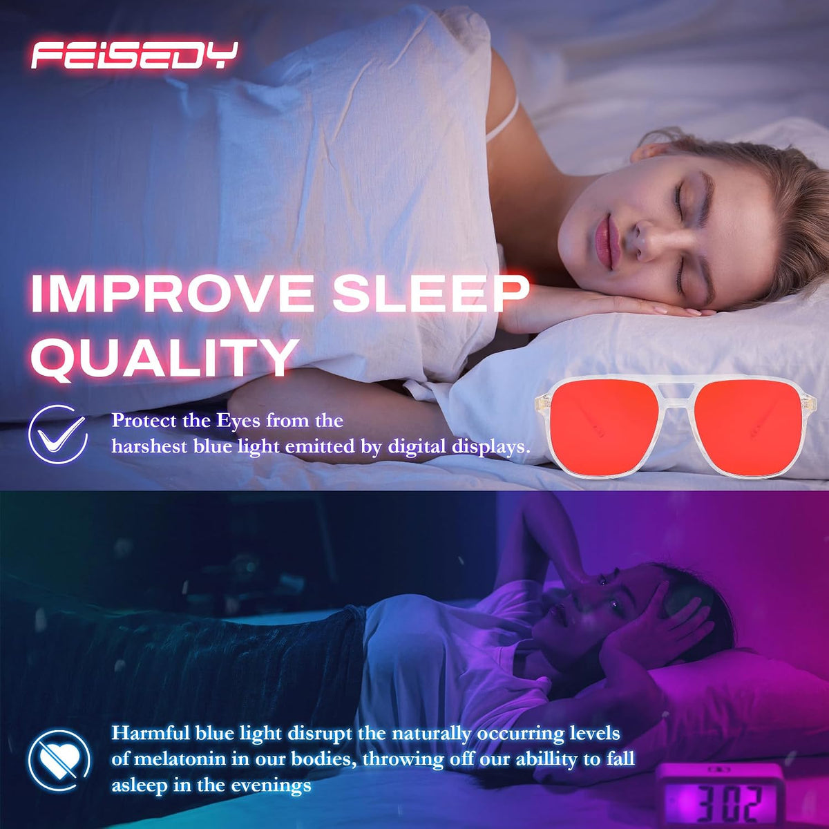 ÉÌƷͼƬ 46 | B0GCVQFPW9 | FEISEDY Blue Light Glasses for Computer Gaming Anti Eyestrain Glasses G2835