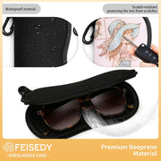 ÉÌƷͼƬ 21 | B0GFYDDD2Y | FEISEDY 2Pack Sunglasses Soft Case Ultra Light Neoprene Zipper Portable Eyeglass Pouch with Belt Clip B0385