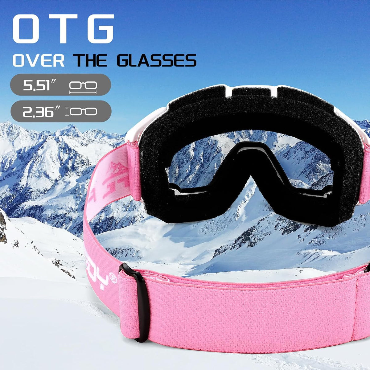 商品图片 18 | B0GHRB6WCQ | FEISEDY Ski Goggles, OTG Snow Sport Goggles for Adult Youth, Anti-Fog UV400 Protection Bendable Dual-Lenses B2961