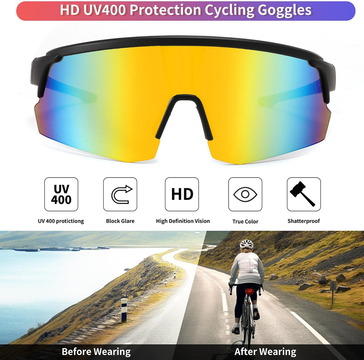 ÉÌƷͼƬ 9 | B0CSDCDBR7 | FEISEDY Cycling Sunglasses for Men Women, Sports Glasses for Youth Running Baseball Shades UV400 Protection B0108