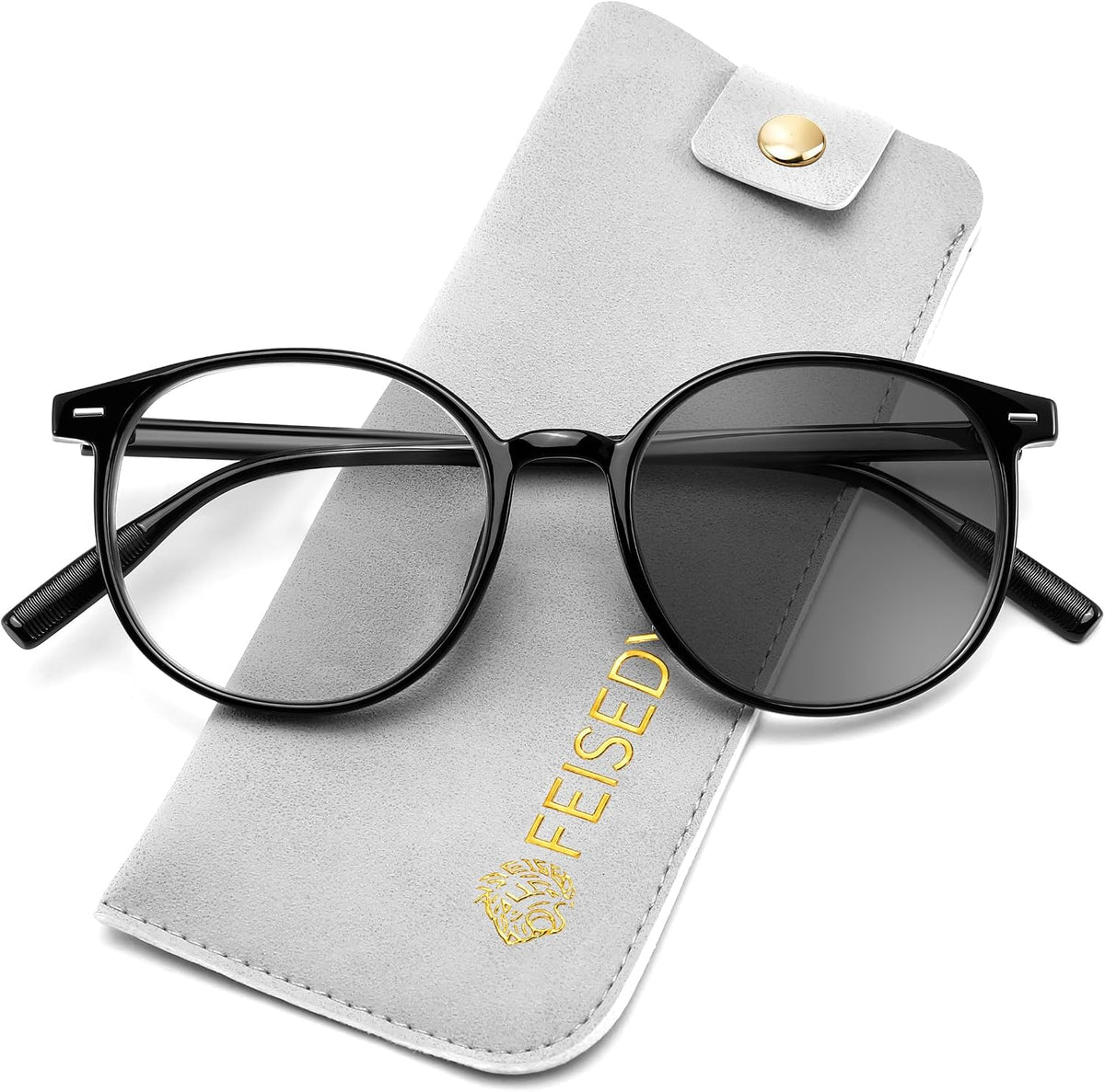 Black/Photochromic Grey / 51 Millimeters | B0GT2QJTX9 | FEISEDY Photochromic Blue Light Blocking Glasses Fashion Women Men B1238