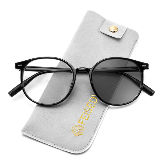 FEISEDY Photochromic Blue Light Blocking Glasses Fashion Women Men B1238 | Clear Indoors & Tinted Outdoors, Dual-purpose Tran