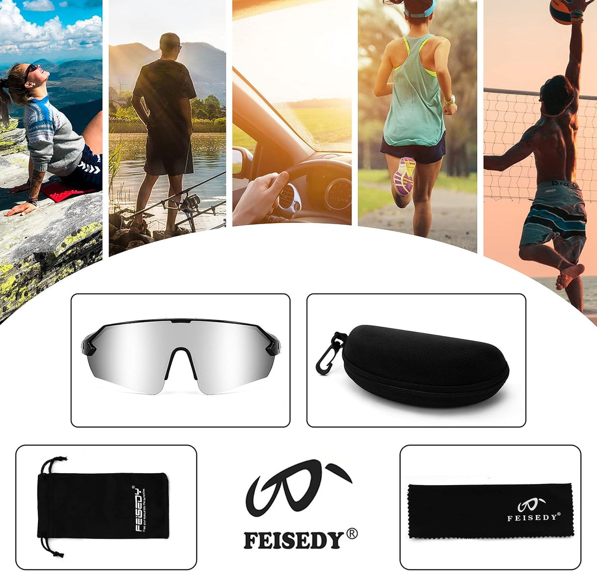ÉÌƷͼƬ 28 | B0BQLPB8JV | FEISEDY Sports Sunglasses for Men and Women, UV400 Protection Outdoor Cycling Driving Fishing Glasses B2987