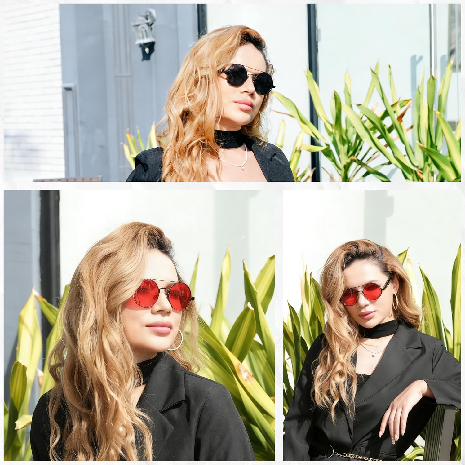 商品图片 7 | B0BD4MSMZQ | FEISEDY Aviator Sunglasses for Men Women Steampunk Round Metal Frame B2351
