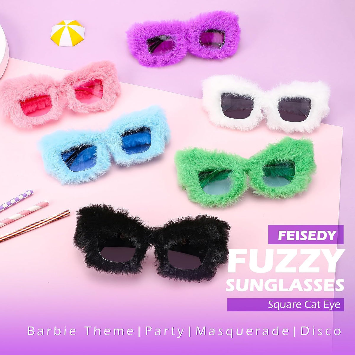 ÉÌƷͼƬ 32 | B09PN9V5N6 | FEISEDY Sunglasses Women Plush Fuzzy Soft Velvet Party Masquerade B2877
