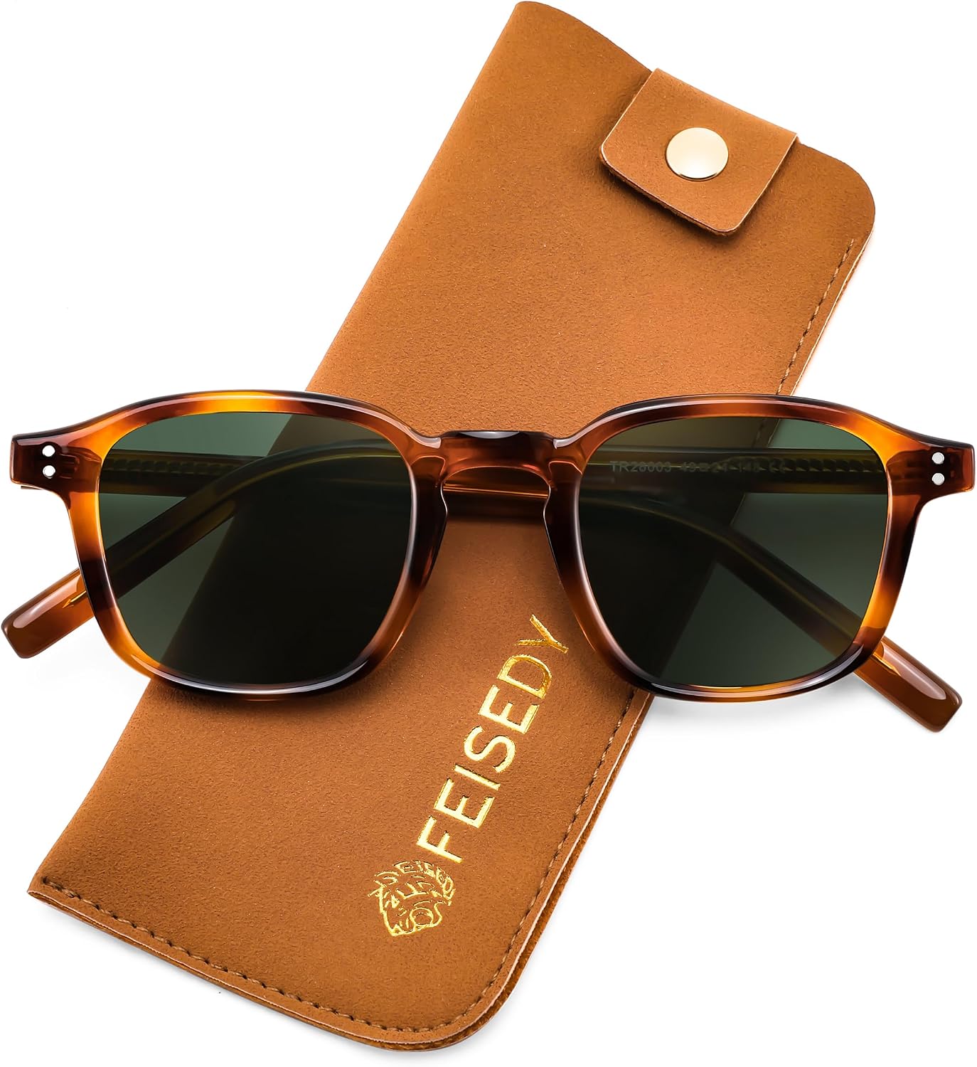 Tortoise/Green / 45 Millimeters | B0FHKNDS27 | FEISEDY Retro Square Sunglasses Women Men Vintage Trendy Shades UV400 Protection B0306