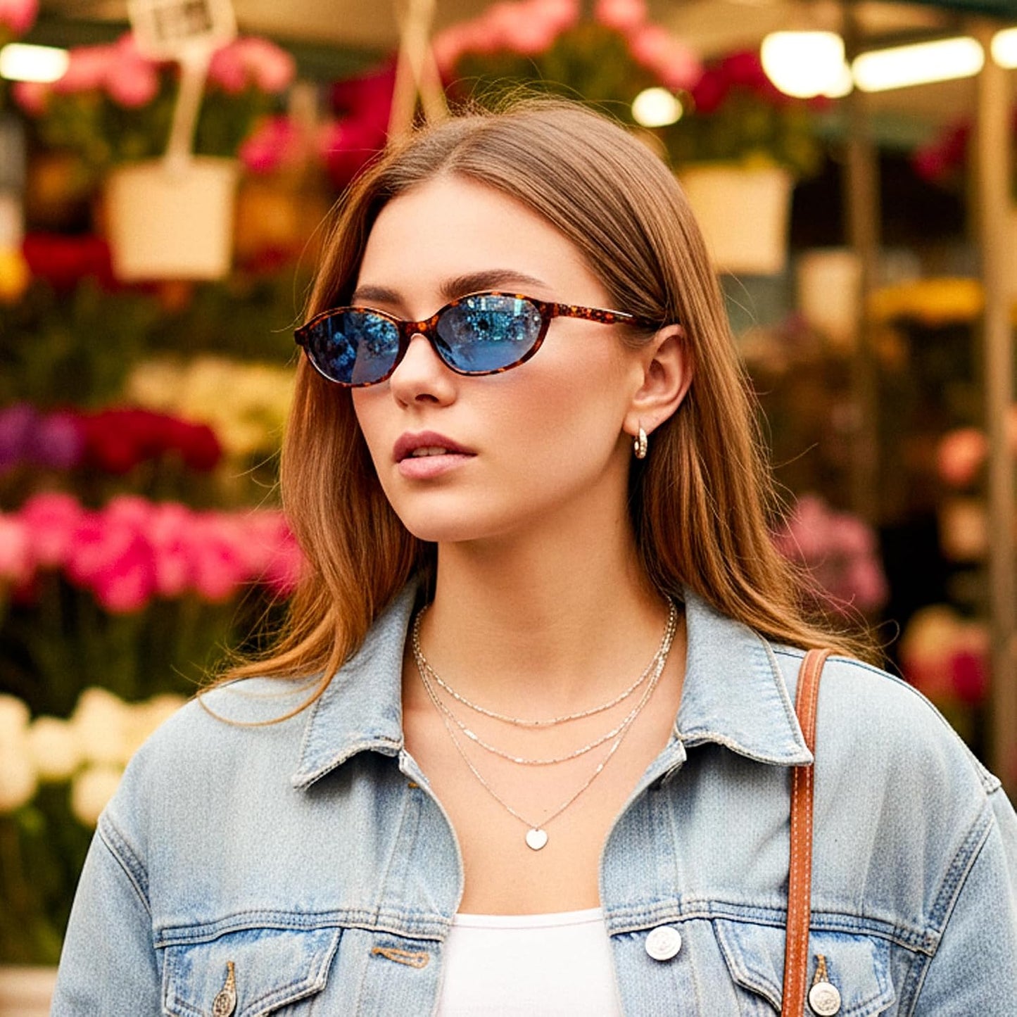 商品图片 58 | B0DMN6519L | FEISEDY Retro Oval Cat Eye Sunglasses for Women 90s Narrow Lightweight Shades Y2k Trendy Sunnies B0257