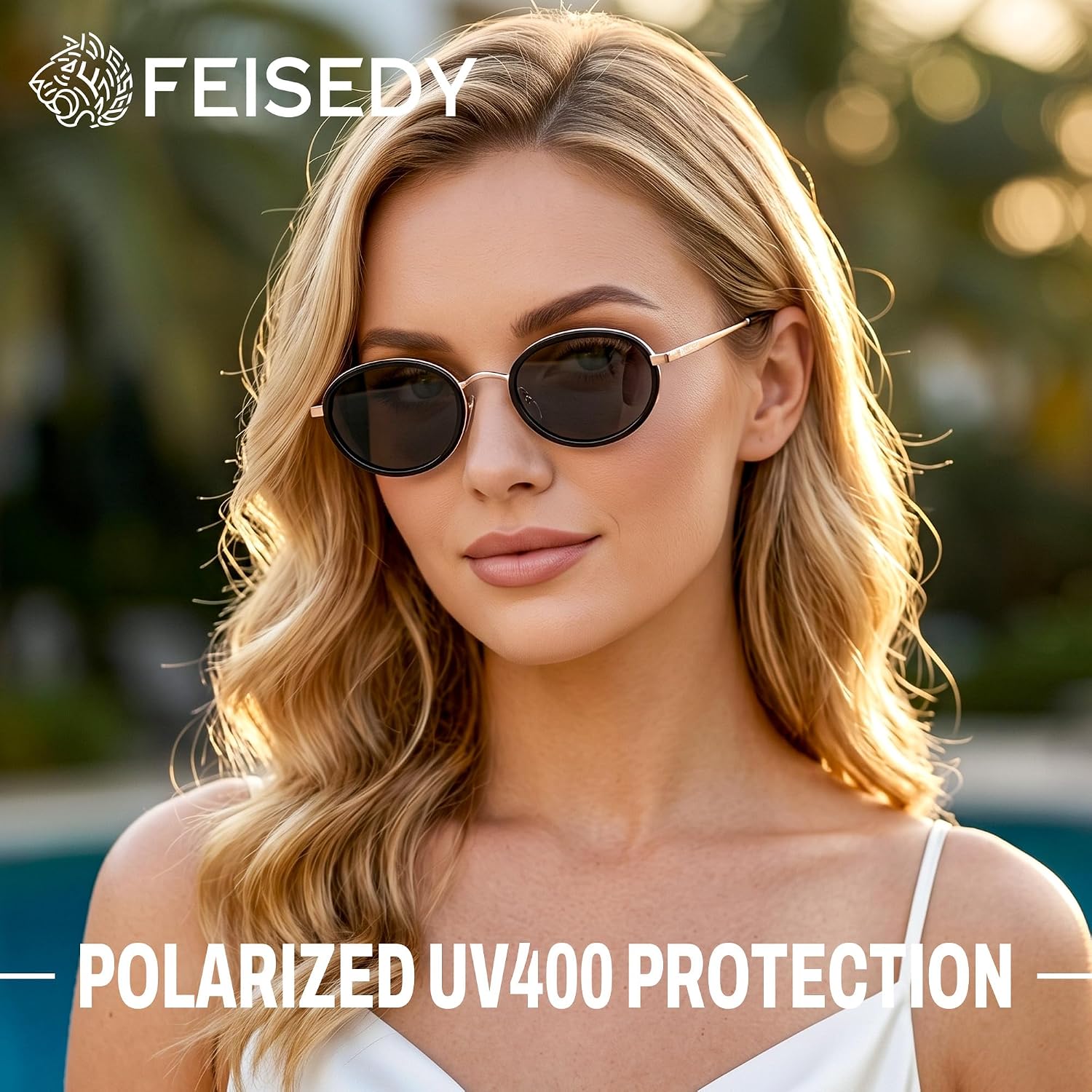 商品图片 27 | B0GX9GL5XF | FEISEDY Polarized Oval Metal Sunglasses for Women Men Classic Retro B0439