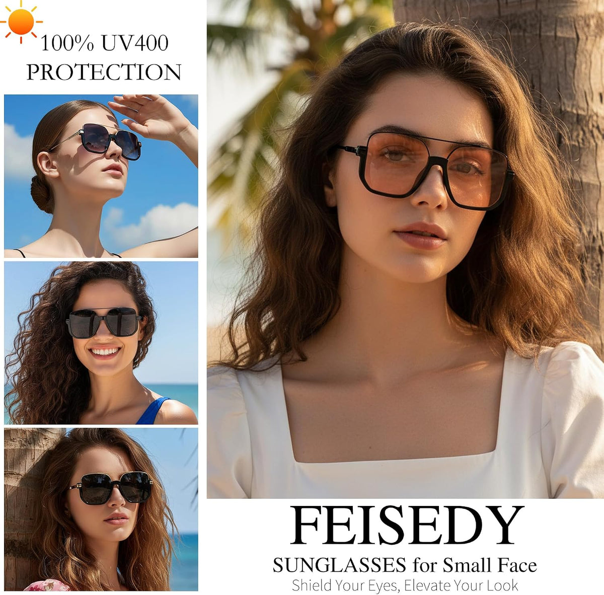 ÉÌƷͼƬ 25 | B0GXYGJLHV | FEISEDY Retro Square Aviator Sunglasses for Women Men Y2K Oversized B0432