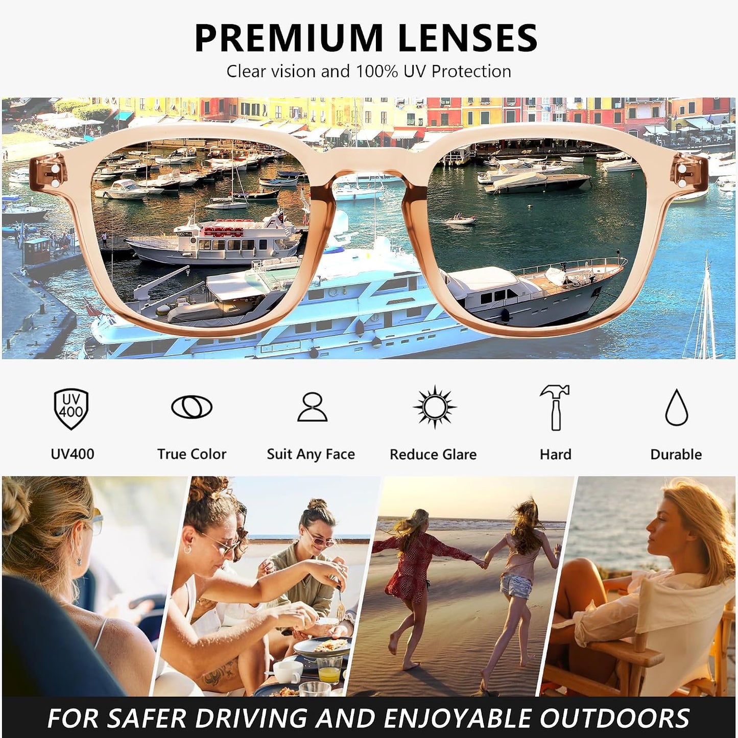商品图片 17 | B0FHKKRN89 | FEISEDY Retro Square Sunglasses Women Men Vintage Trendy Shades UV400 Protection B0306