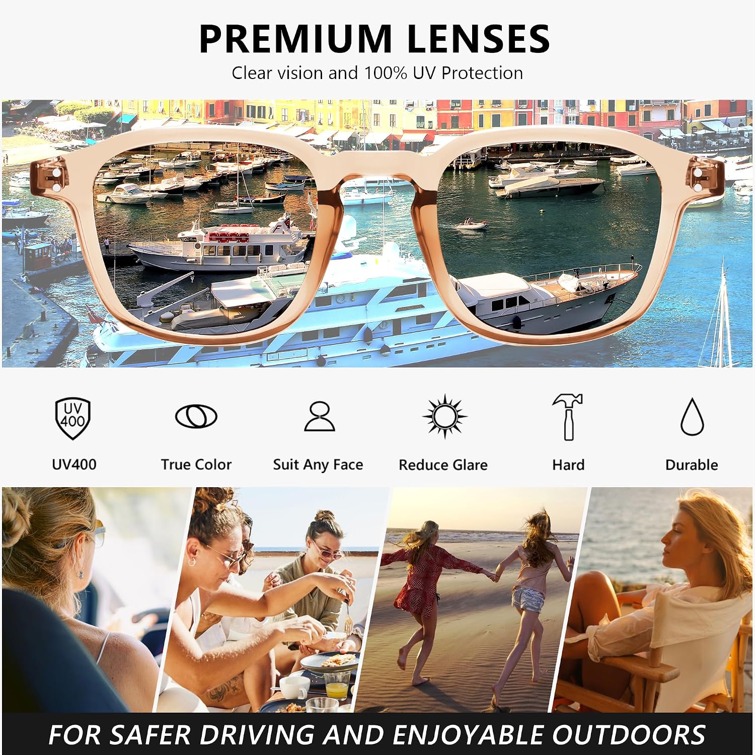 商品图片 17 | B0FHKKRN89 | FEISEDY Retro Square Sunglasses Women Men Vintage Trendy Shades UV400 Protection B0306