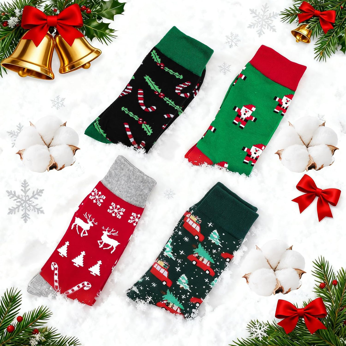 商品图片 6 | B0FPLDHHHC | Funny Socks for Women Men Christmas Socks Fuzzy Cozy Novelty Dress Socks Festive Crew Socks Size 7.5-12
