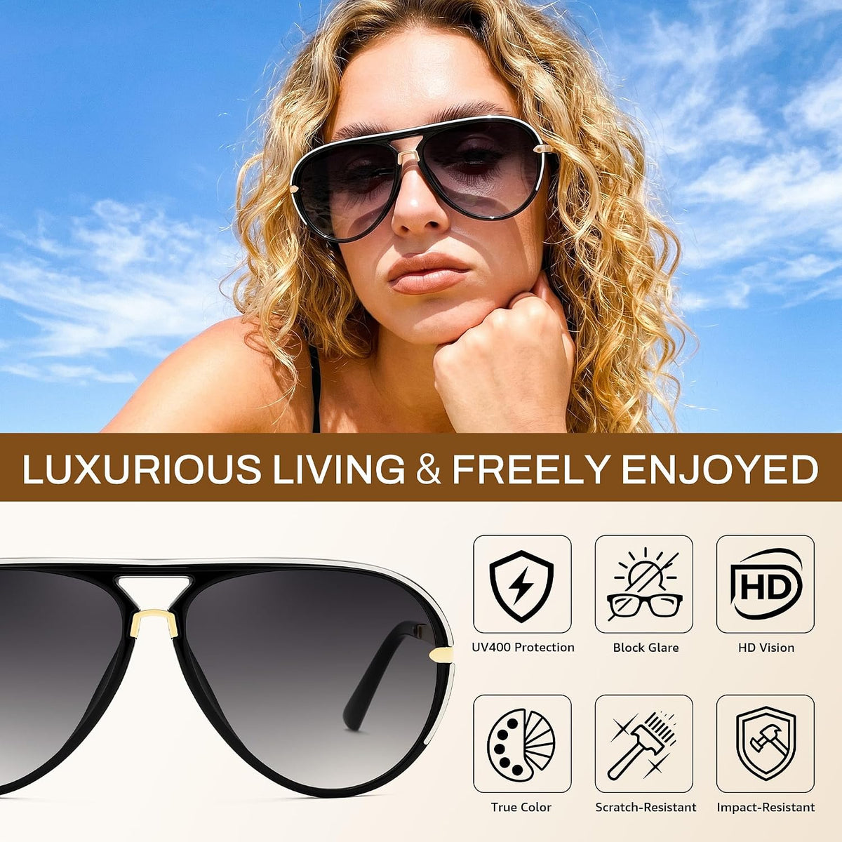 ÉÌƷͼƬ 38 | B0GYVVZBQM | FEISEDY Classic Aviator Sunglasses UV400 Protection for Women Men B0461