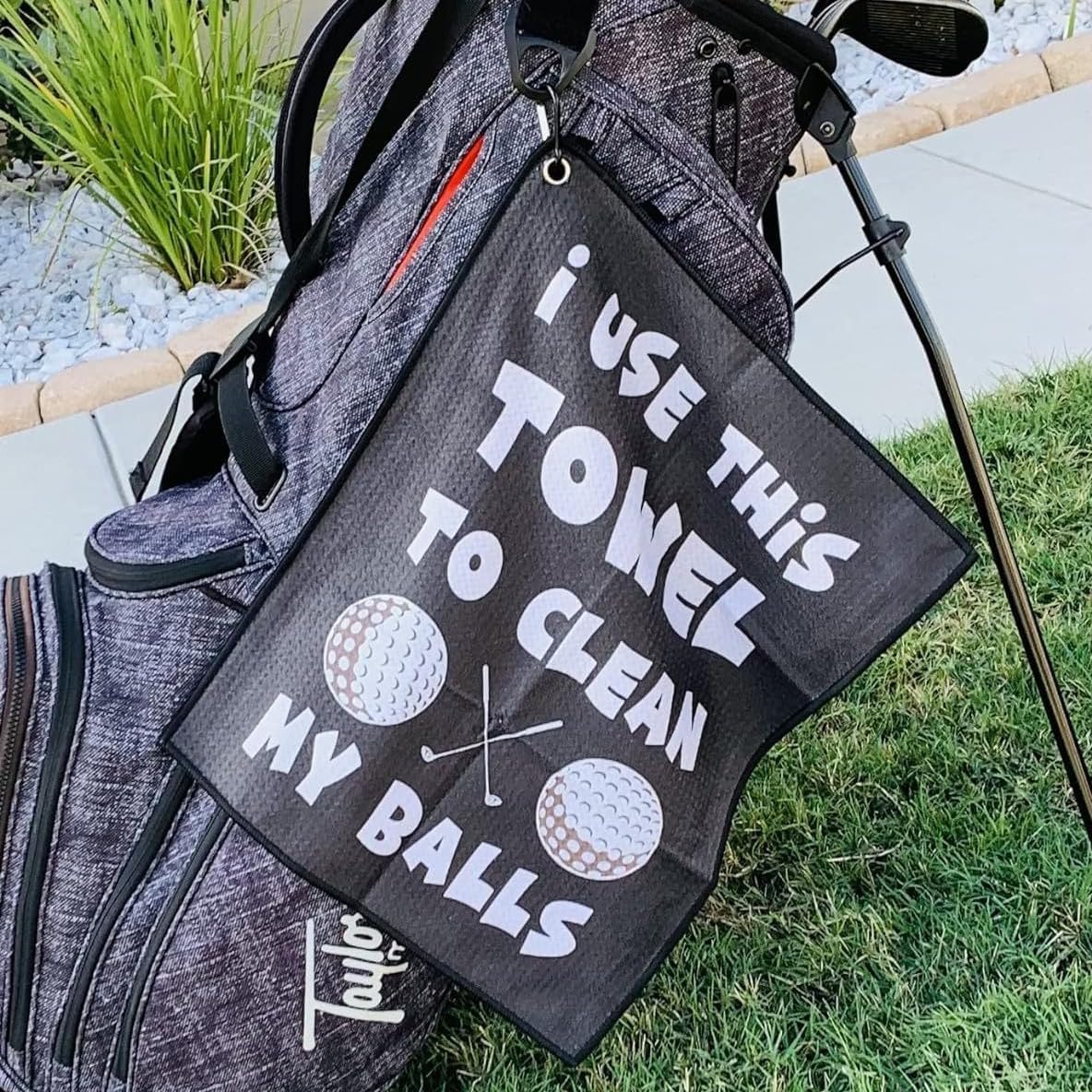 商品图片 5 | B0FDWLNVCB | Golf Towel Microfiber with Clip, Funny Cleaning Cloth for Golf Balls & Clubs, Gift for Men, Golfers, Dad