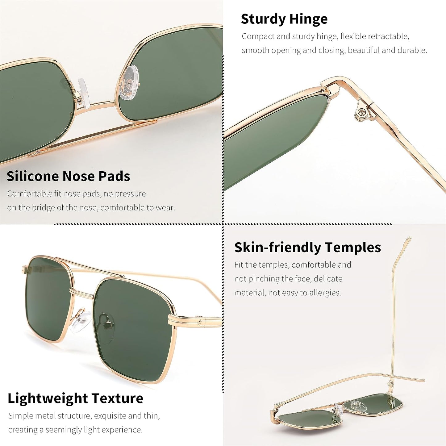 商品图片 43 | B09GKB6G1G | FEISEDY Fashion Square Aviator Sunglasses Women Men Trendy Retro Metal Frame Sun Glasses Candy Color Lens B1036
