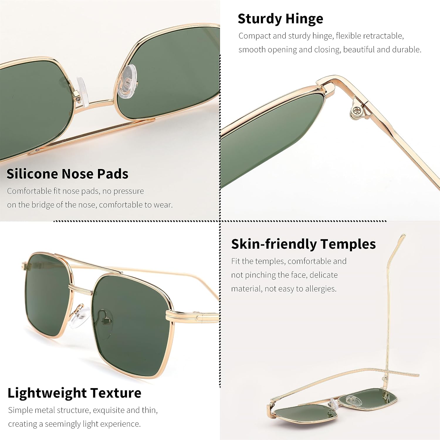 商品图片 43 | B09GKB6G1G | FEISEDY Fashion Square Aviator Sunglasses Women Men Trendy Retro Metal Frame Sun Glasses Candy Color Lens B1036