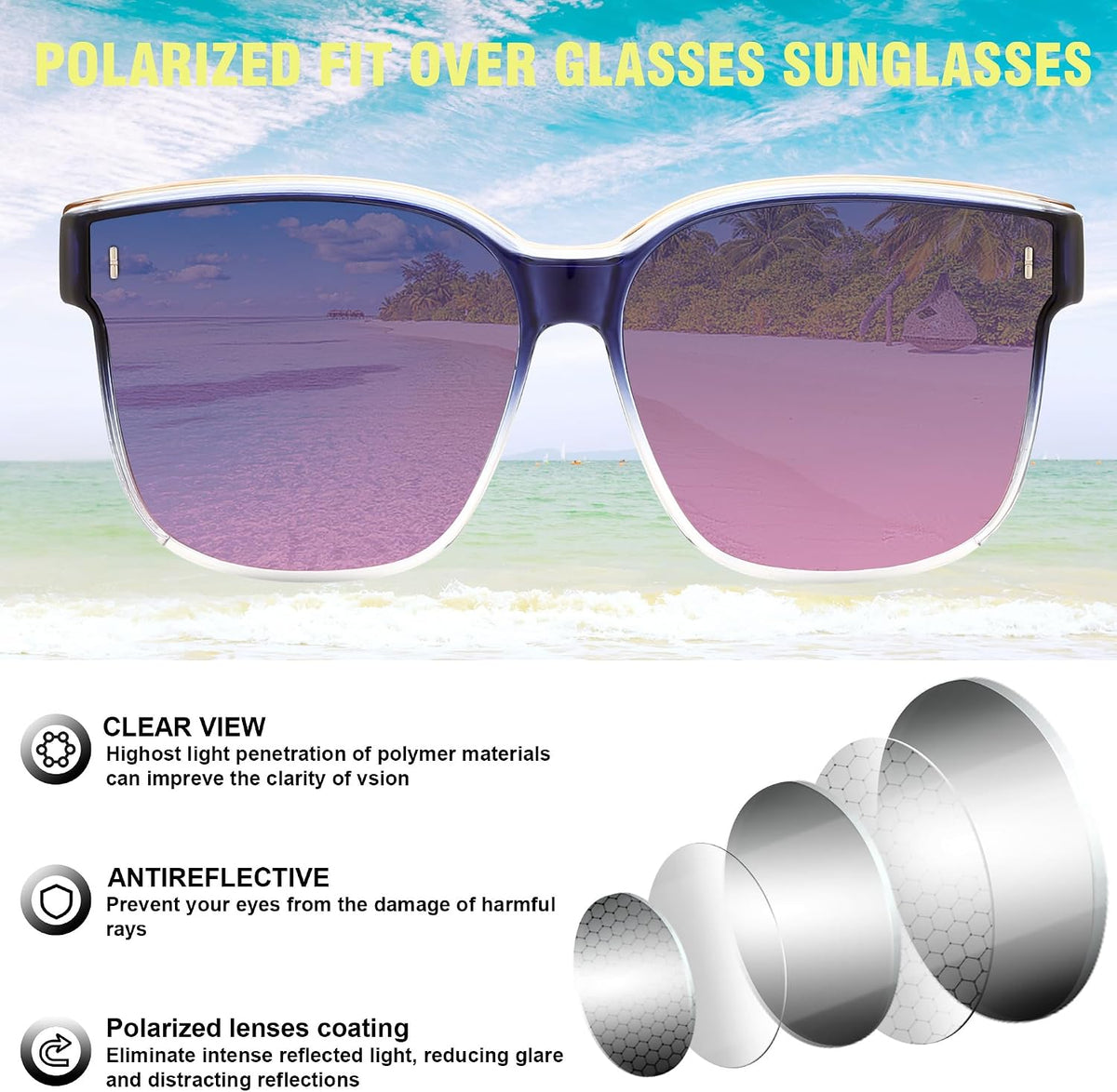 ÉÌƷͼƬ 33 | B0DS5D4WB4 | FEISEDY Sunglasses That Fit Over Glasses for Women Men UV400 B0269