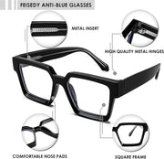ÉÌƷͼƬ 19 | B0CDBH37B5 | FEISEDY Oversized Blue Light Glasses for Women Men TR90 Retro Square Anti Eyestrain Glasses Rectangle Fashion Frame B0037