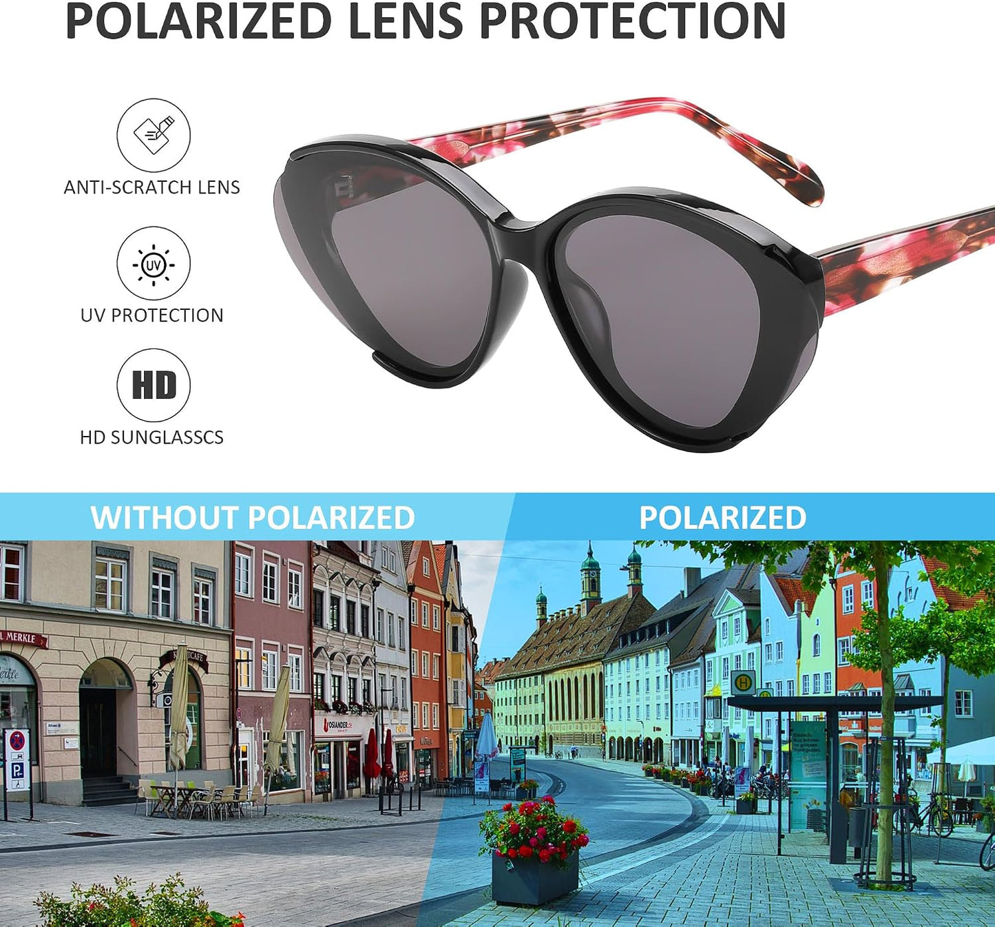商品图片 17 | B0D6YJVTMS | FEISEDY Retro Polarized Cat Eye Sunglasses Women Trendy Mirrored Classic Designer Sunglasses UV Protection B0197