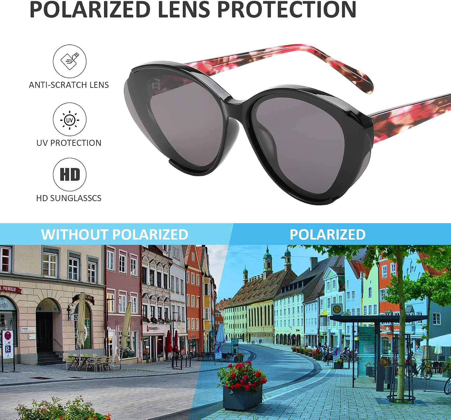 商品图片 17 | B0D6YJVTMS | FEISEDY Retro Polarized Cat Eye Sunglasses Women Trendy Mirrored Classic Designer Sunglasses UV Protection B0197