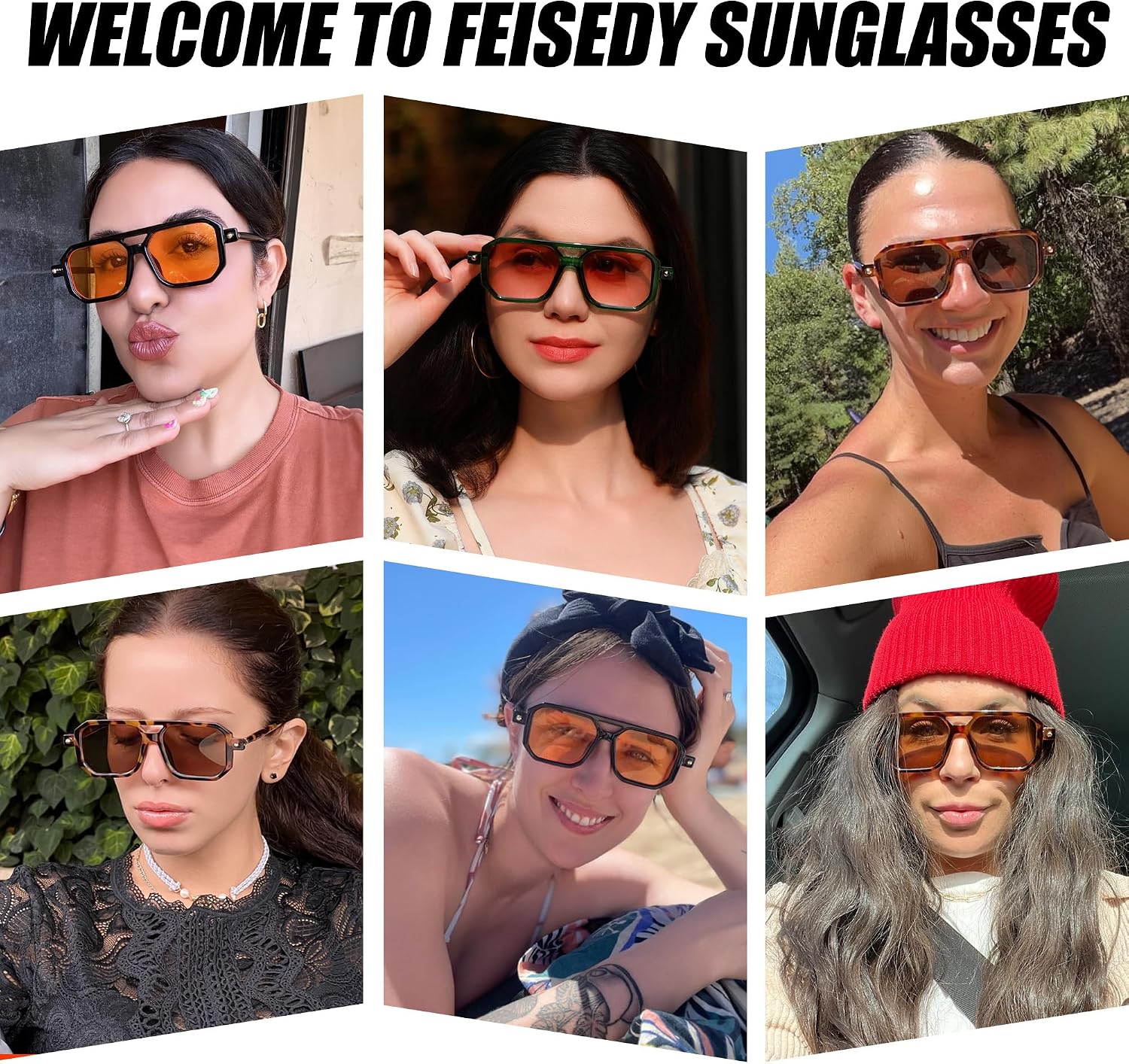 商品图片 41 | B09YTJ4FQZ | FEISEDY Vintage Square 70s Flat Aviator Sunglasses Women Men Classic Retro Stylish Frame UV400 Sunglasses B2622