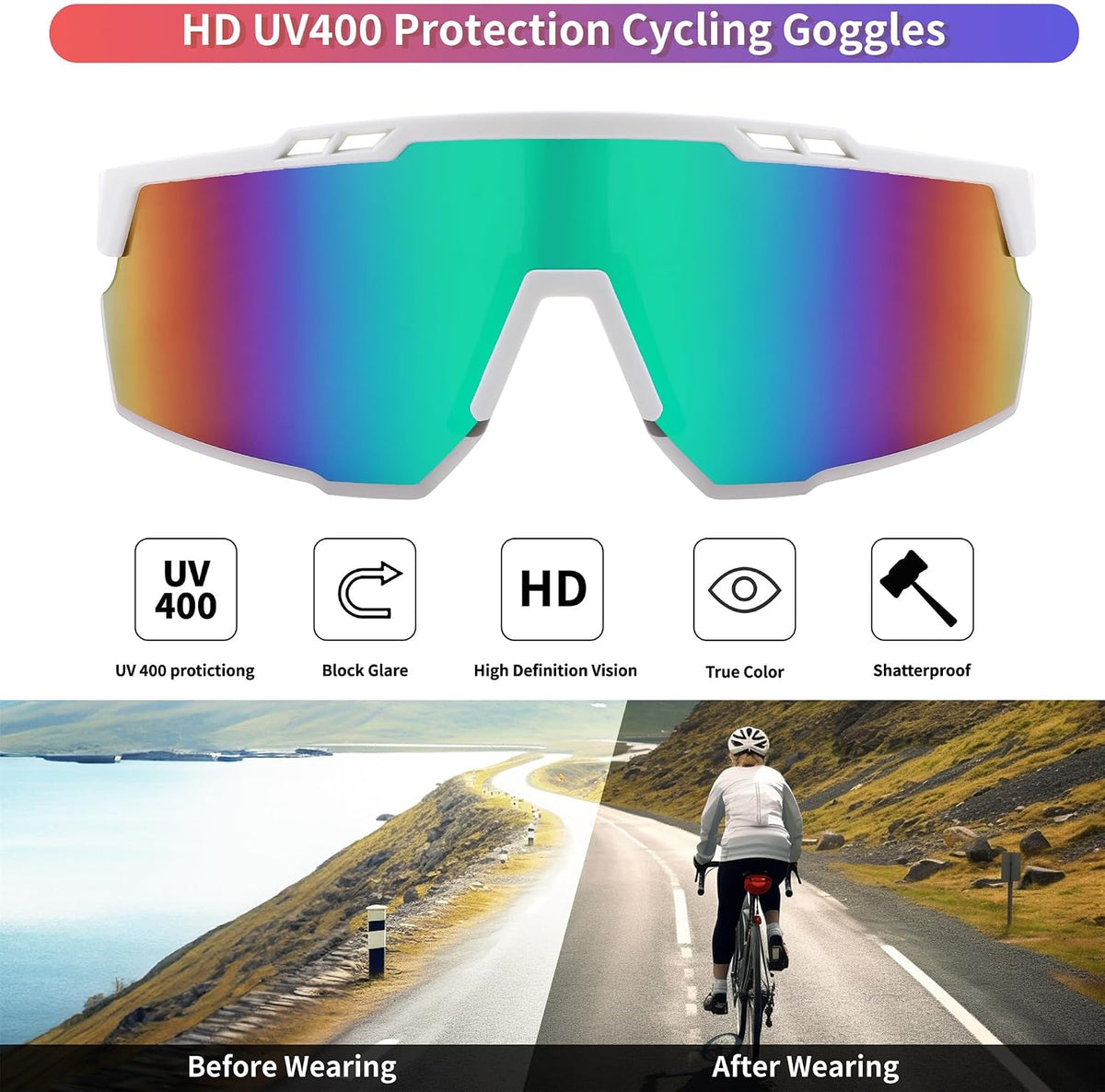 ÉÌƷͼƬ 12 | B0CBRSHNT3 | FEISEDY Sports Sunglasses for Men and Women, UV400 Protection Cycling Goggles Golf Baseball Driving Fishing B0022