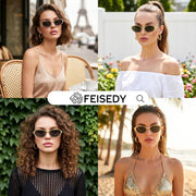 ÉÌƷͼƬ 30 | B0GVDPV1W4 | FEISEDY Metal Oval Sunglasses UV400 Protection for Women and Men B0429