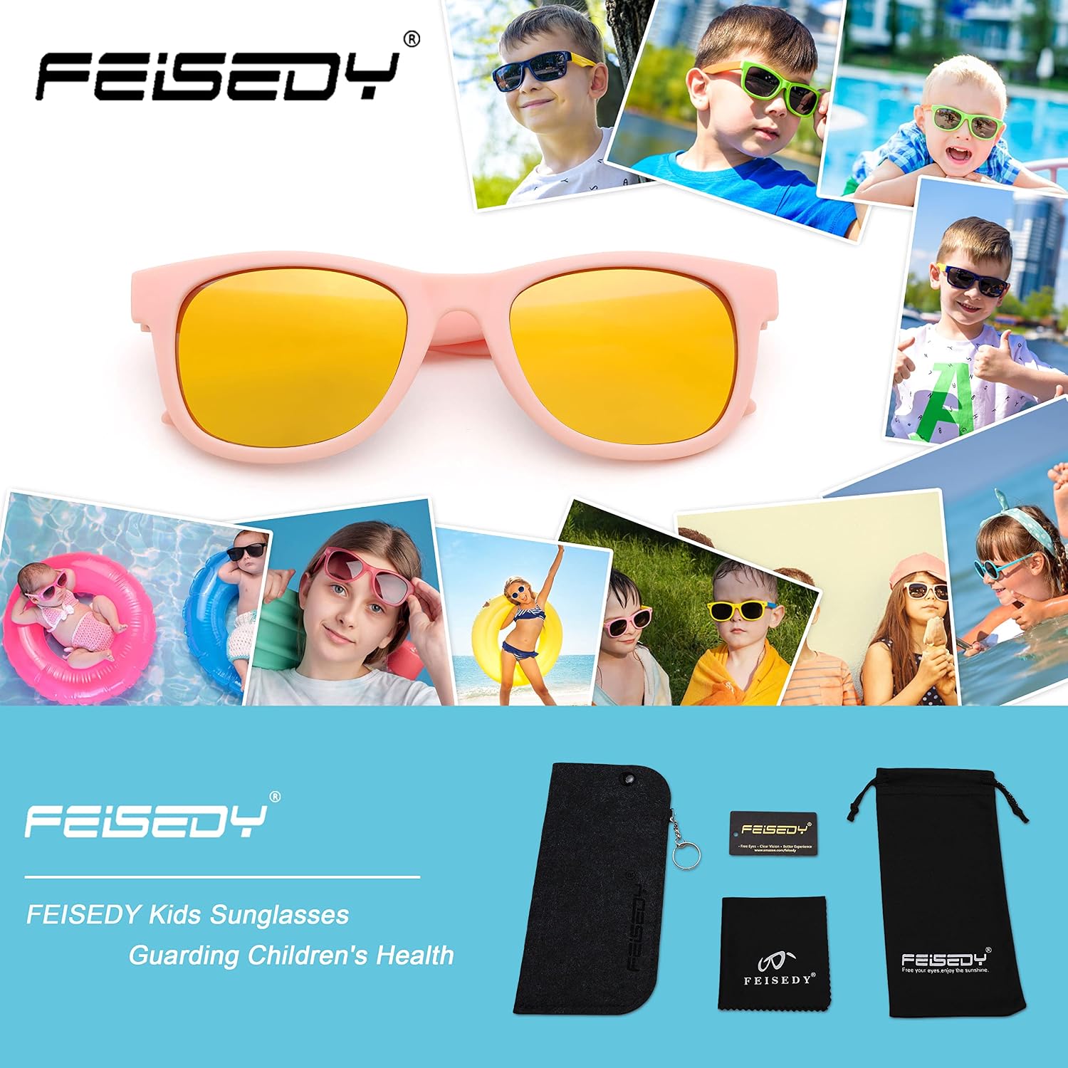 商品图片 14 | B0BQC69987 | FEISEDY Kids Polarized Sunglasses Toddler Sunglasses Flexible Frame with Strap for Baby Girls Boys Age 2-8 B2352