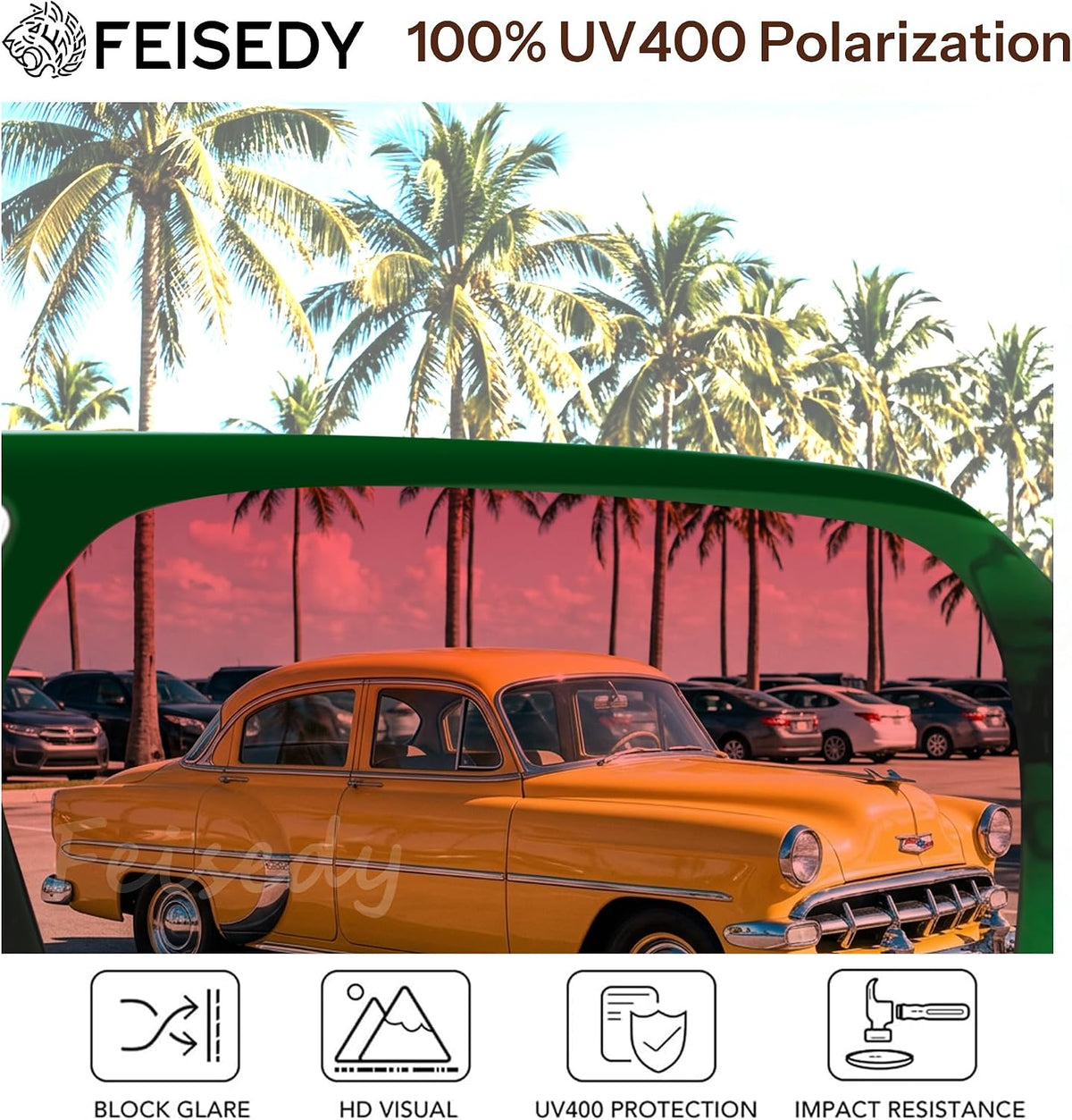 ÉÌƷͼƬ 6 | B0H1W78PMP | FEISEDY Retro Square Aviator Sunglasses Women Men 70s Trendy B0434