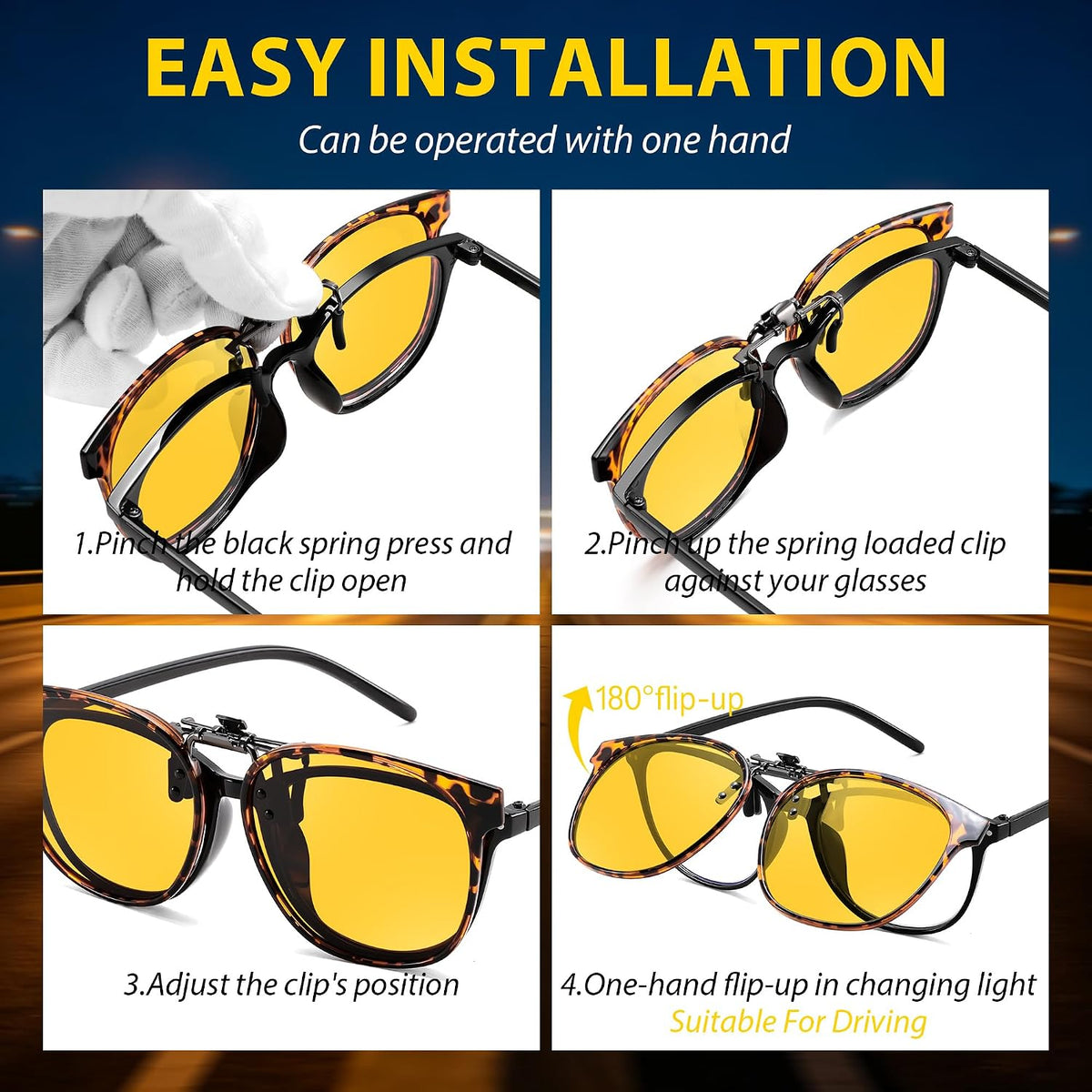 商品图片 11 | B0HDSX3PVB | FEISEDY Polarized Flip-Up Clip On Sunglasses Over Prescription B0486