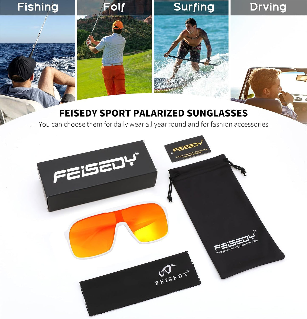 ÉÌƷͼƬ 15 | B0CWTZ9491 | FEISEDY Fashion Polarized Sunglasses Oversized One Piece Reflective Lens Sports Sun Glasses B0122