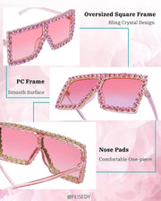 ÉÌƷͼƬ 33 | B096YZPRF2 | FEISEDY Oversized Sparkling Crystal Sunglasses Disco Diamond Flat Top Fashion Square Large Shades B2782