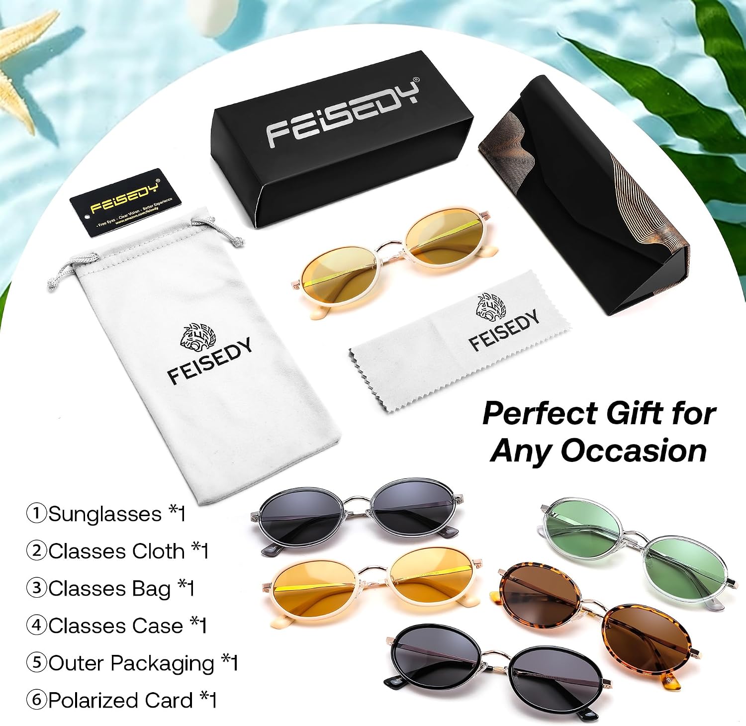 商品图片 25 | B0GX9GL5XF | FEISEDY Polarized Oval Metal Sunglasses for Women Men Classic Retro B0439