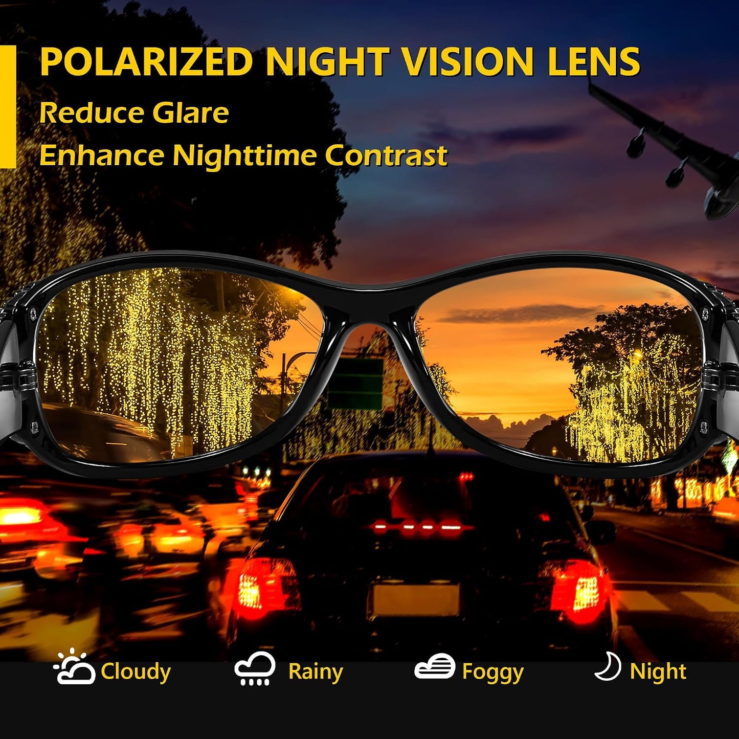 商品图片 77 | B081YY5RM3 | FEISEDY Classic Womens Night Glasses Driving Anti Glare Wrap Around Yellow Sunglasses B2548