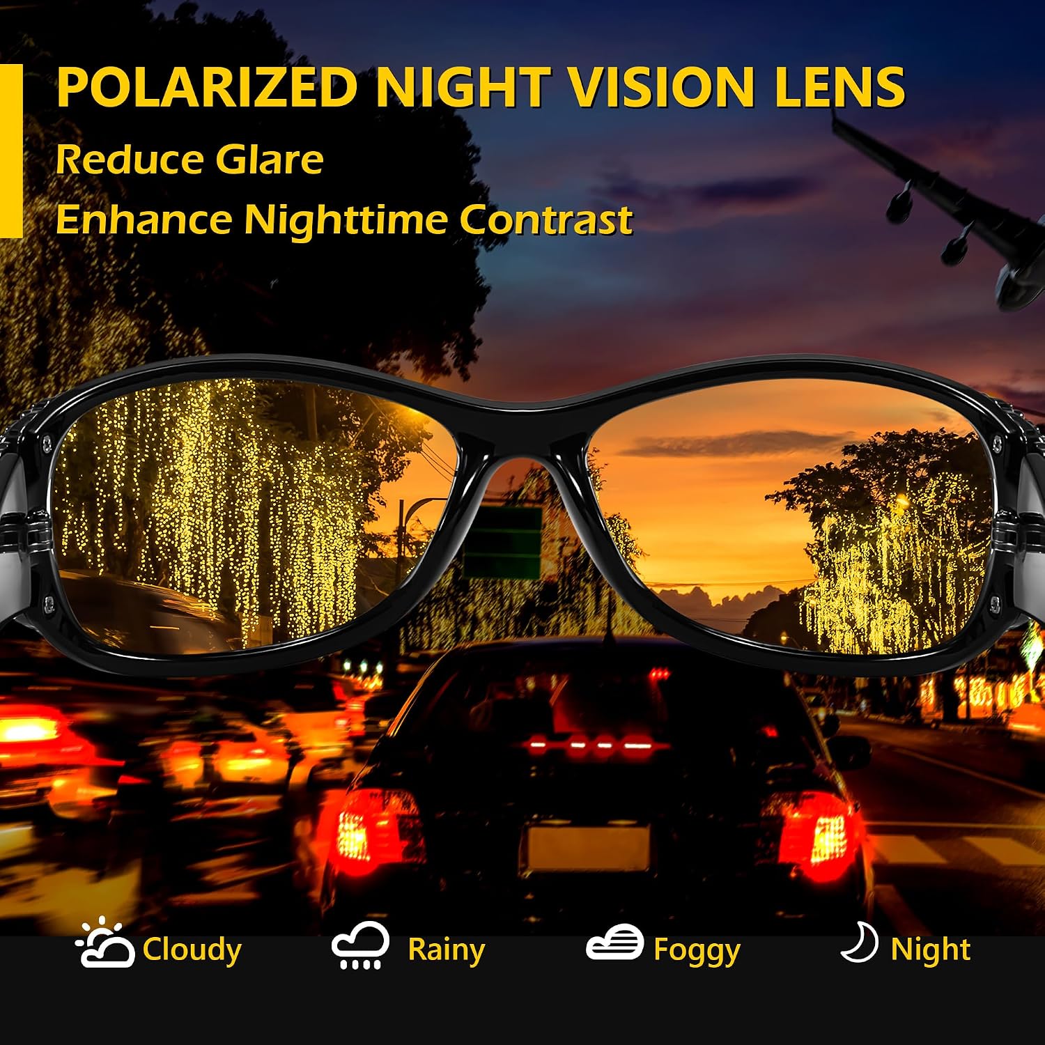 商品图片 77 | B081YY5RM3 | FEISEDY Classic Womens Night Glasses Driving Anti Glare Wrap Around Yellow Sunglasses B2548
