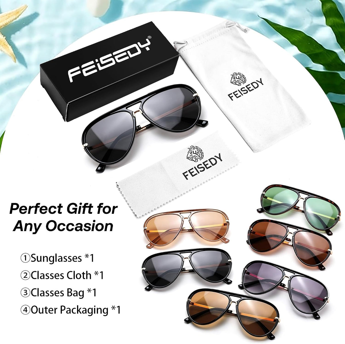 ÉÌƷͼƬ 14 | B0GYVVZBQM | FEISEDY Classic Aviator Sunglasses UV400 Protection for Women Men B0461