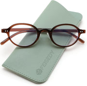 Transparent Tea-brown / 1.5 x | B0GZPKSNGC | FEISEDY Retro Small Oval Reading Glasses for Men Women Blue Light Blocking Computer Readers B1663
