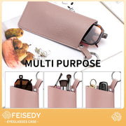 ÉÌƷͼƬ 6 | B0FKBLV8J9 | FEISEDY 2Pack Portable Glasses Case with Clip Hook, Soft Leather Eyeglass case Bag, Slim Sunglasses Pouch B0313