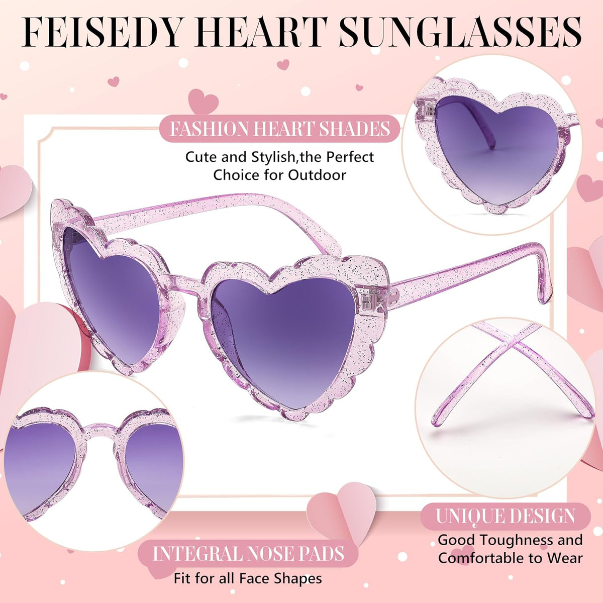 ÉÌƷͼƬ 47 | B0B8R3G4T8 | FEISEDY Love Heart Shaped Sunglasses for Women Trendy Retro Cat Eye Mod Style Stylish Glasses B2336