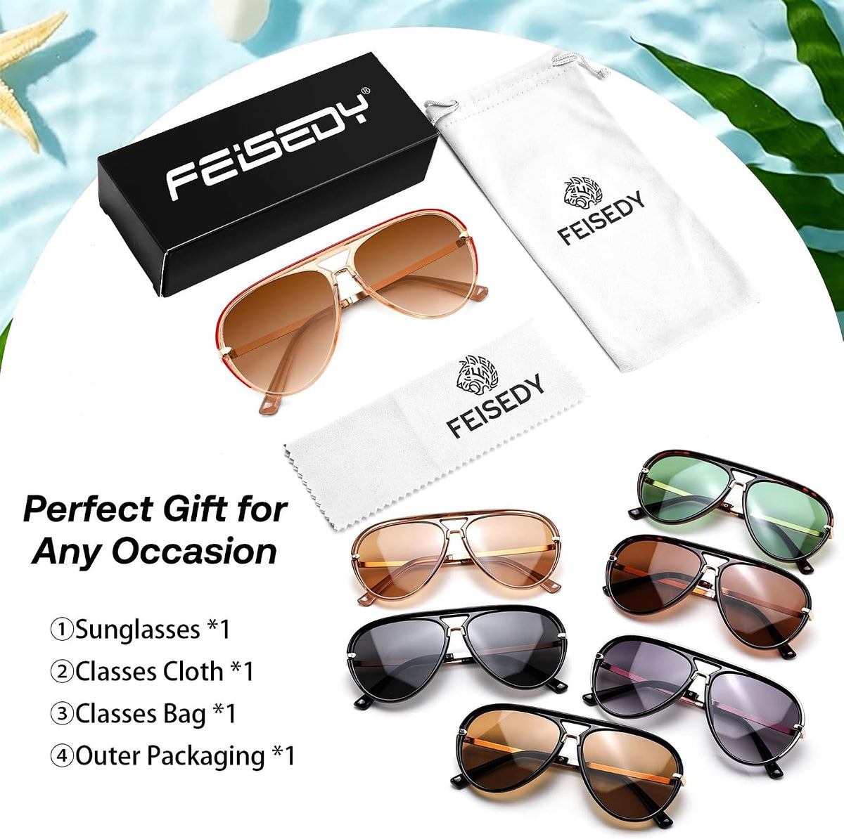 ÉÌƷͼƬ 28 | B0GYVVZBQM | FEISEDY Classic Aviator Sunglasses UV400 Protection for Women Men B0461