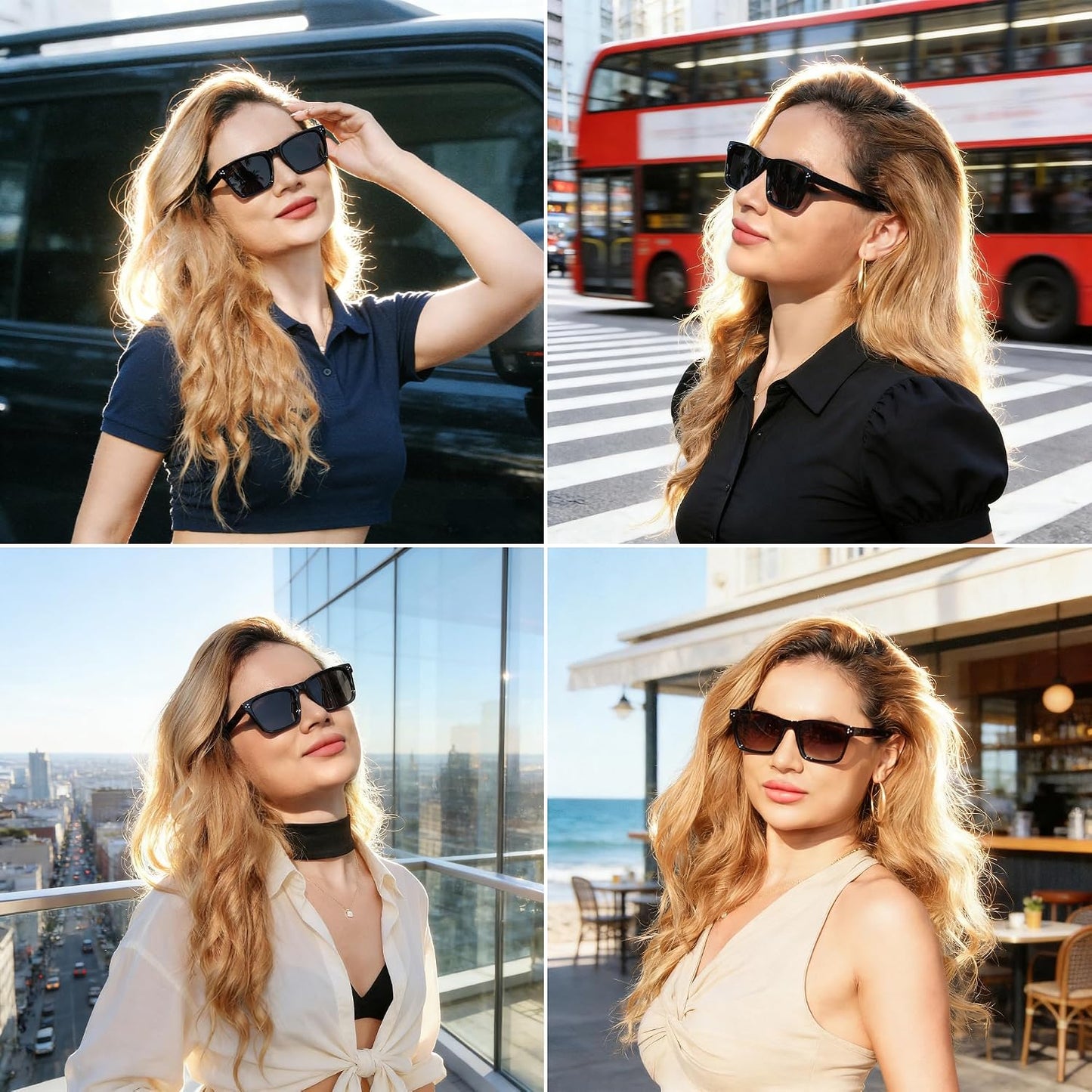 商品图片 24 | B0FHD6DJB5 | FEISEDY Trendy Square Polarized Sunglasses For Men Women Thick Frame B0294