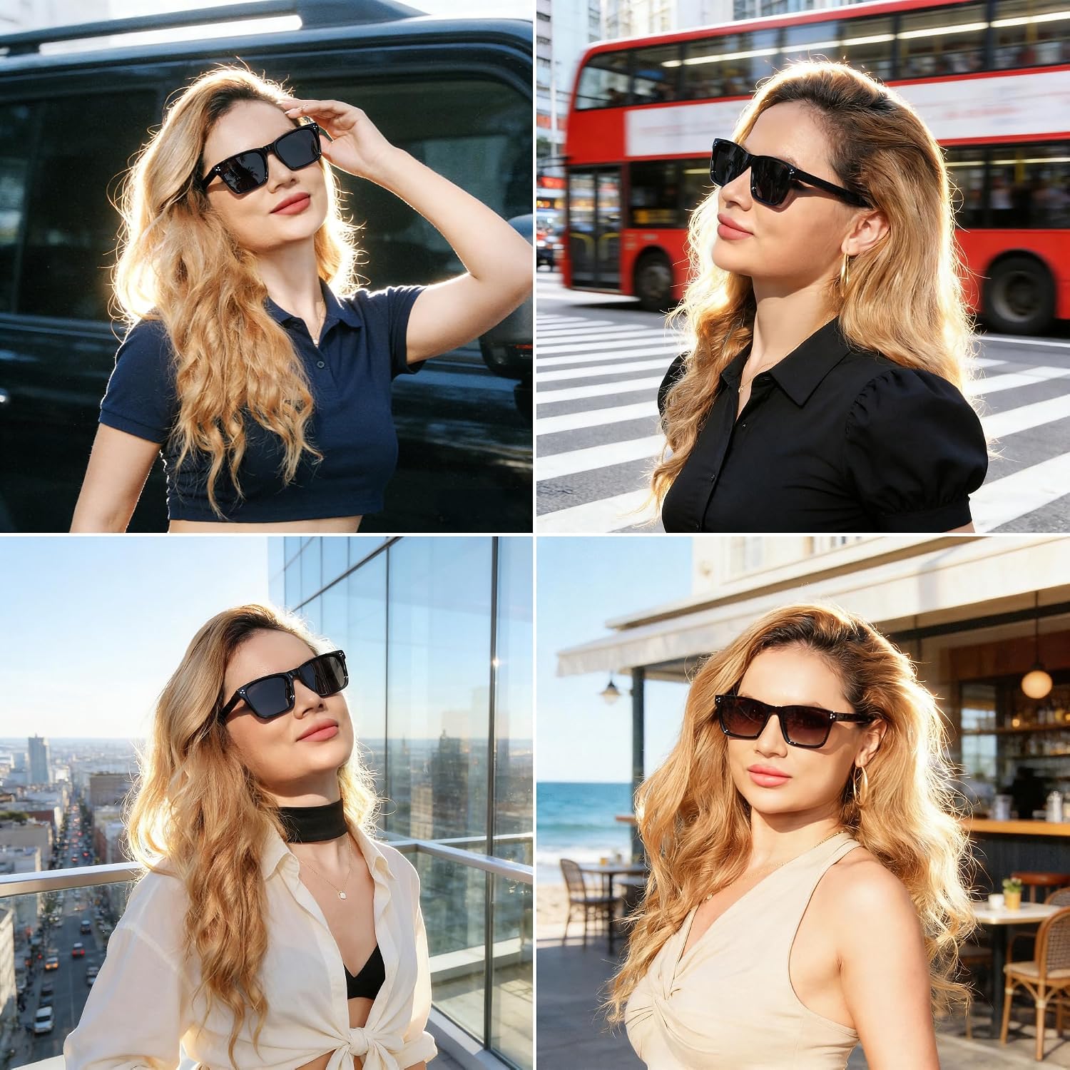 商品图片 24 | B0FHD6DJB5 | FEISEDY Trendy Square Polarized Sunglasses For Men Women Thick Frame B0294
