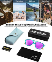 ÉÌƷͼƬ 16 | B0F4D461TF | FEISEDY Polarized Aviator Mens Sunglasses Square Modern Women Vintage Style Acetate Frame UV400 B0191