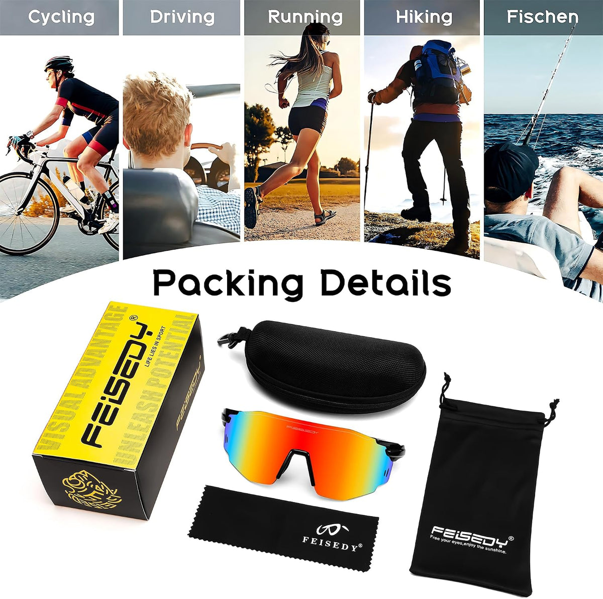 ÉÌƷͼƬ 23 | B0CYZM95KC | FEISEDY Rimless Sports Sunglasses for Men Women Tr90 Frame for Cycling Fishing Running B0116