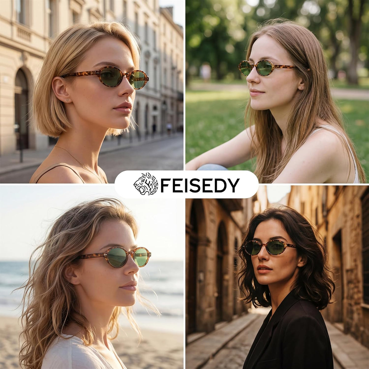 ÉÌƷͼƬ 15 | B0GV61HCD9 | FEISEDY Retro Oval Sunglasses for Women Small 90s Y2K UV Protection B1584