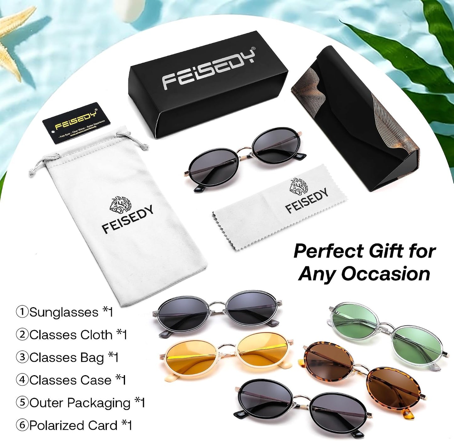 商品图片 31 | B0GX9GL5XF | FEISEDY Polarized Oval Metal Sunglasses for Women Men Classic Retro B0439