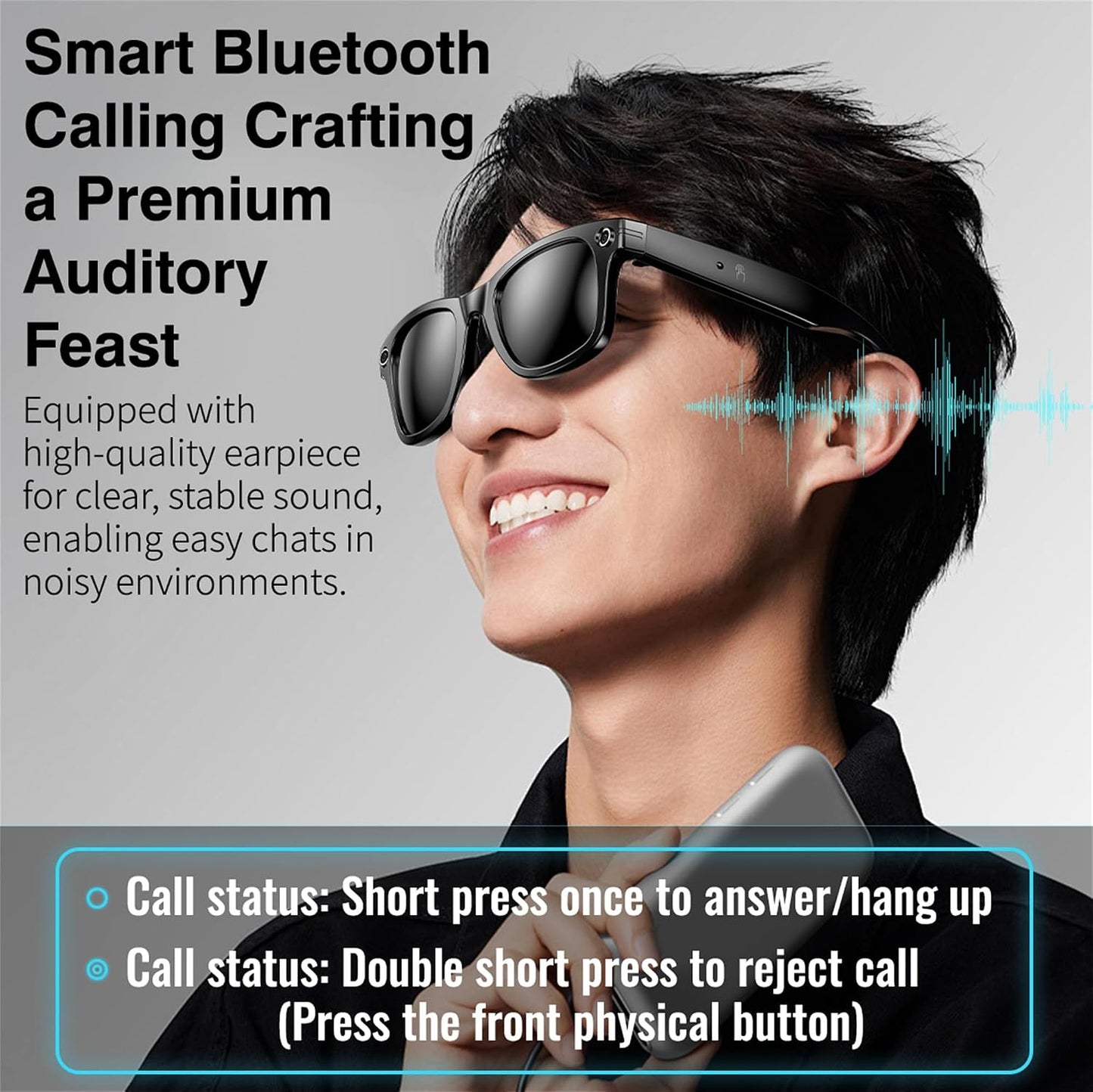商品图片 2 | B0G29CH5X1 | FEISEDY Smart Glasses, Bluetooth Audio Speaker, AI Translation, Voice Control,Unisex B0340
